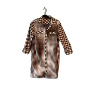 Theory blue/yellow button down cotton shirt dress size 4